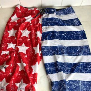Joe Boxer Swim Trunks stars stripes flag 4th july independence  board shorts 36